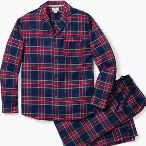 PETIT PLUME Flannel Women’s Pajama Set - Blue and Red Christmas plaid- cozy!